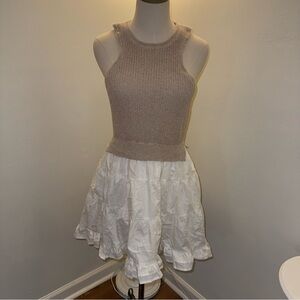 Sofie The Label Women’s Medium Tan White Sweater Mini Dress